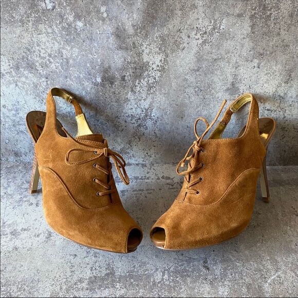 GUESS Gwnitty Heels Peep Toe Slingback Suede Shoes 8 - Picture 11 of 12